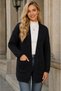Women's Long Sleeve Open Front Pocket Hair Braided Casual Fit Stylish Daily Black Knitwear Cardigan - 5