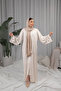 Aya 2-in-1 Buttoned Open Abaya with Hand-Embroidered Floral Design & Matching Hijab - 6