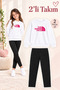 Girl's Crew Neck Sweatshirt and Leggings 2-Piece Set