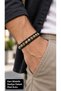Iverano Spot Black Leather Men's Bracelet - Double Row with Spotted Beads