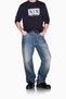 Men's Regular Fit Long Sleeve Cotton Logo Patterned Navy Blue Sweatshirt - 3