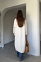 Shawl Collar Soft Textured Long Cardigan - Ecru - 6