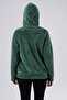 Emerald Green Hooded Plush Jacket Cardigan - 4