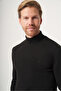 Black Turtleneck Long Sleeve Knitted Comfort Fit Cotton Sweater 1012265004 - 4
