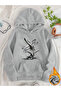 Unisex Women's Printed Hooded Kangaroo Pocket Comfortable Fit Regular Cut Sweatshirt