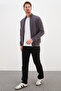 Ribbed Collar Zippered Regular Fit Jacket - 2