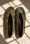 Vanesya Olive Green Women's Genuine Leather Suede Trok Detailed Ballerina Shoes - 3