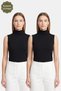 2-Black Women's Sleeveless Half Turtleneck Body/Blouse - Pack of 2
