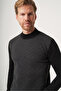 Black-Smoked Turtleneck Long Sleeve Knitted Comfort Fit Cotton Sweater 1012265154 - 4