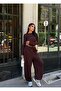 Women's Brown Blouse Pants Bottom Top Set - 3