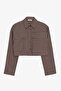 Pocketed Striped Shirt Brown