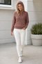 Women's Long Sleeve Hooded Lace-Up Textured Relaxed Fit Casual Stylish Cinnamon Knitwear Sweater - 6
