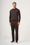 Brown Polo Collar Long Sleeve Knitted Comfort Fit Cotton Sweater 1012265153 - 4