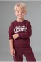 H8483A5Br115 Burgundy 100% Cotton Crew Neck Printed Sweatshirt Top and Elastic Waist Sweatpants