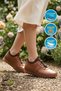Tan Genuine Leather Rubber Laced Anatomical Women's Casual Shoes Z510 - 2