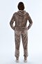 Women's Hooded Velvet Double Suit with Pocket Detail - 7