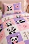 Easy-Iron Duvet Cover Set Single Size Cute Panda Pink - 3