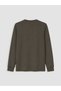 Özmarka New Season Khaki Crew Neck Printed Men's Sweatshirt - 3