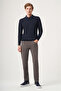 Navy Blue Polo Collar Long Sleeve Knitted Comfort Fit Cotton Sweater 1012265007 - 4