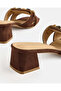 Women Brown Stone Trim Heeled Mules - 4