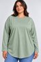 Women's Plus Size Crew Neck Long Sleeve Oval Hem Tunic T-Shirt Spr26Btk992