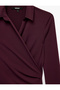Double-Breasted Polo Collar Plum Color T-Shirt Comfortable Fit Long Sleeve Draped - 7
