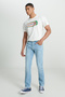 Slim Fit Narrow Cut Regular Waist Narrow Leg Extreme Motion Light Blue Stretchy Jean Denim Trousers - 3