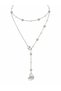 Pearl and Zircon Stone Heart Detail Double Steel Necklace Set - 3