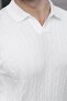 White Polo Collar Hair Knit Patterned Men's Knitwear Sweater E7519 - 3