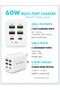 WCH34 60W 6-Port Super Fast Charger, 4×USB-A & 2×USB-C PD Ports, Multi-Port Fast Charging Power Adapter for Smartphones, Tablets, iPhone, Samsung Galaxy, Android Devices & Other USB Devices - 5