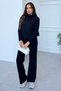 Women's Navy Blue Soft Textured Top and Bottom Set