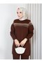 Knitted Glitter Striped Knitwear Tunic Pants Set - 6