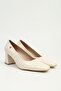 Women's Cream Blunt Toe Thick Heeled Shoes Pc-56206 - 3