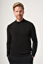 Black Turtleneck Long Sleeve Knitted Comfort Fit Cotton Sweater 1012265001
