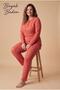 Women's Long Sleeve Report Interlock Large Size Tile Pajama Set C2T4N28 - 2