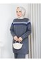 Knitted Glitter Striped Knitwear Tunic Pants Set - 7