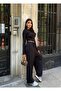 Women's Black Blouse Pants Bottom Top Set - 2