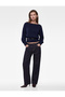 Belted Long Bat Sleeve Boat Neck Knitwear Blouse