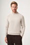 Beige Turtleneck Long Sleeve Knitted Comfort Fit Cotton Sweater 1012265001