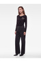 Draped Slim Fit Drape Collar Long Sleeve Snap Fastener Bodysuit with Metal Accessories - 2