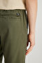 Men's Khaki Elastic Waist Chino Trousers Pants W2510347801-Khaki - 5