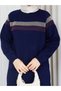Knitted Glitter Striped Knitwear Tunic Pants Set - 4