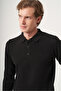 Black Polo Collar Long Sleeve Knitted Comfort Fit Cotton Sweater 1012265007 - 3