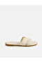Women White Pearl Trim Flat Mules