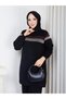 Knitted Glitter Striped Knitwear Tunic Pants Set - 6