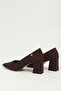 Women's Brown Satin Thick Heeled Shoes Pc-56206 - 4