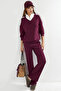 Soft Touch Modal Textured Zippered Collar Striped Wide Leg Two-Piece Set