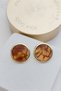 Mustard Cracked Round Gold Women's Earrings (2.2cm Diameter) - 3