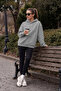 Women's Winter 3-Strand Fleece Hooded Oversize Sweatshirt with Cut-Out Pockets
