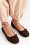Taarus Women's Satin Brown Patent Leather Bowknot Ballerina Flat Sole Comfortable Daily Shoes - 5